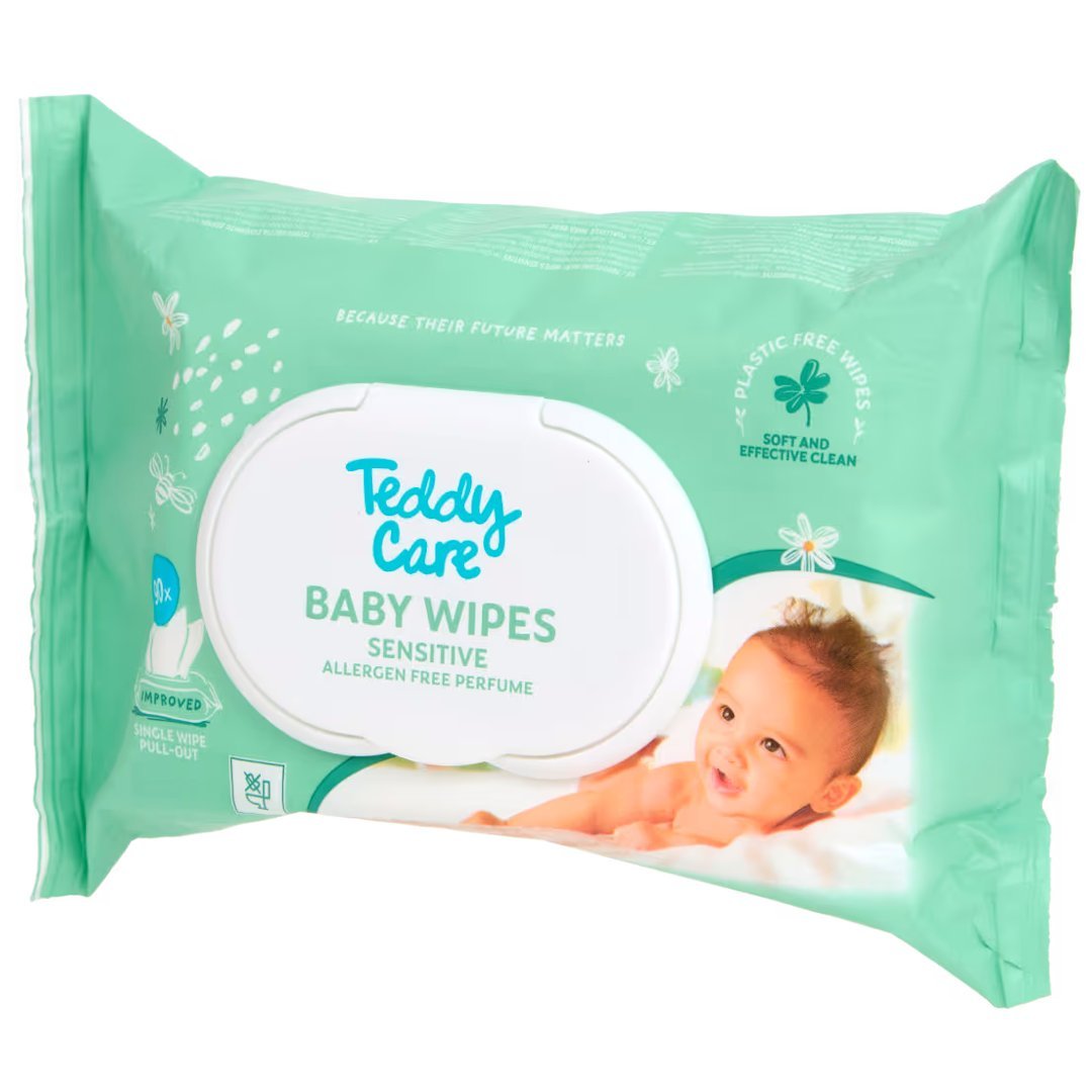 Chusteczki Nawilżane dla Niemowląt Teddy Care Baby Wipes Sensitive x 90