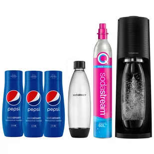 Saturator do wody gazowanej SodaStream Terra Czarny + Syropy Pepsi 3x440 ml - Saturatory - miniaturka - grafika 1