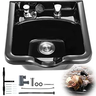 Happybuy Szampon miska czarna ABS plastik spa zlew sprzęt do salonu urody dla stylistów włosów, ABS (kopolimer akrylonitrylo-butadieno-styrenowy) - Myjki fryzjerskie - miniaturka - grafika 1