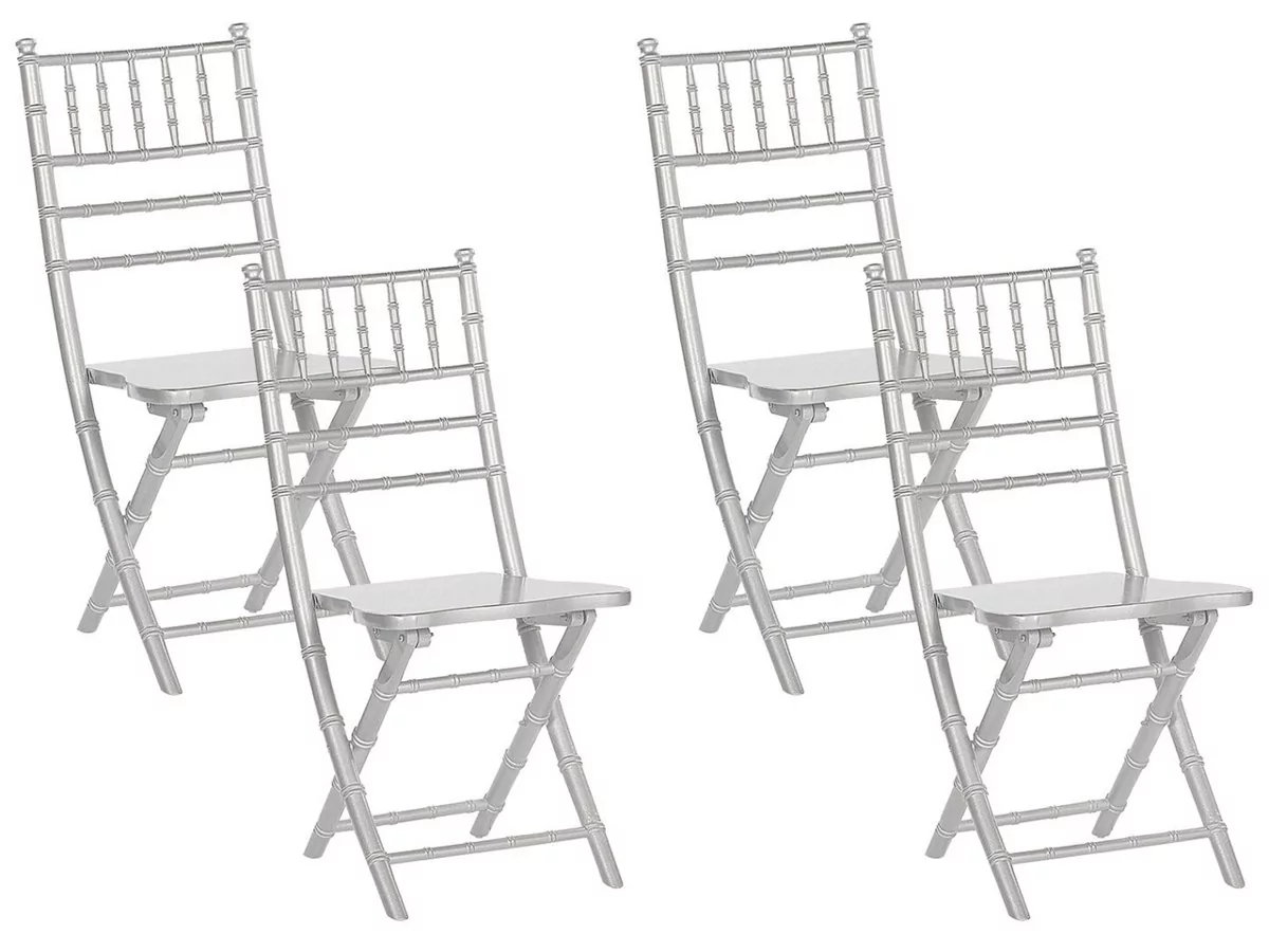Beliani Zestaw 4 krzeseł drewniany srebrny MACHIAS