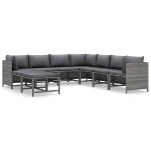 vidaXL 9-cz. zestaw wypoczynkowy do ogrodu, poduszki, szary rattan PE 3059773 - Meble ogrodowe - miniaturka - grafika 1