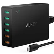 Ładowarki samochodowe - Aukey Ładowarka sieciowa PA-T11 6x USB Quick Charge 3.0 15.6A 60W - miniaturka - grafika 1