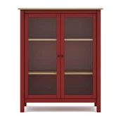 Witryny - Czerwona/naturalna witryna z litego drewna sosnowego 90x110 cm Misti – Marckeric - miniaturka - grafika 1