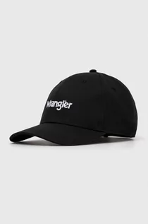 Czapki męskie - Wrangler czapka z daszkiem bawełniana kolor czarny z aplikacją - grafika 1