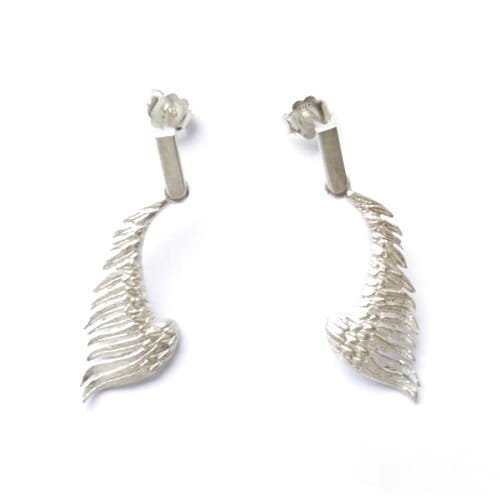 Kolczyki srebrne- Skrzydła białe