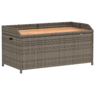 Ławki ogrodowe - Ławka ze schowkiem, szara, 100x50x52 cm, polirattan i akacja - miniaturka - grafika 1