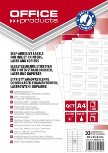 Etykiety OFFICE PRODUCTS, 70x25,4mm, białe, 100 ark. - Etykiety samoprzylepne i bloki etykiet - miniaturka - grafika 1