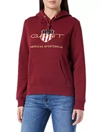 Bluzy damskie - GANT Damska bluza z kapturem Archive Shield Sweat Hoodie Plumped Red, S - miniaturka - grafika 1