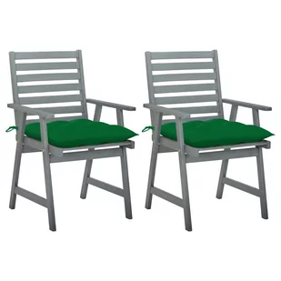 vidaXL Krzesła ogrodowe z poduszkami, 2 szt., lite drewno akacjowe - Fotele i krzesła ogrodowe - miniaturka - grafika 1