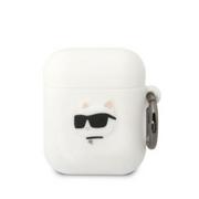 Akcesoria do słuchawek - Karl Lagerfeld etui do Airpods 1 / 2 KLA2RUNCHH białe 3D Silicone NFT Karl - miniaturka - grafika 1