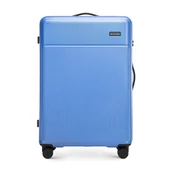 Walizki - Duża walizka z ABS-u z pionowymi paskami niebieska - miniaturka - grafika 1