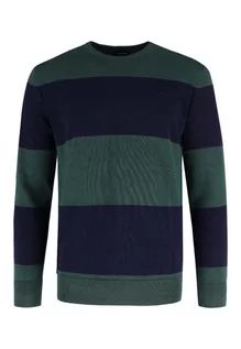 Swetry męskie - Zielony sweter w paski S-CLAUD - Volcano - grafika 1