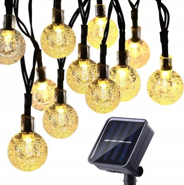GIRLANDA SOLARNA OGRODOWA 50 LED 12 METRÓW LAMPKI SOLARNE NA BALKON IP44