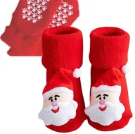 Skarpetki dla dzieci - Skarpetki Świąteczne Dla Dzieci Niemowlęce Antypoślizgowe Prezent 12-36 M Mikołaj - miniaturka - grafika 1