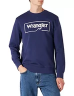 Bluzy męskie - Wrangler Męska bluza z logo Crew Sweatshirt, niebieska Ribbon, rozmiar XL - miniaturka - grafika 1