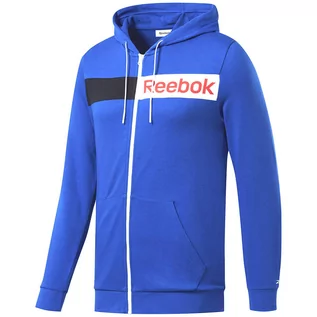 Bluzy sportowe męskie - Bluza męska Reebok Logo FZ H niebieska - grafika 1