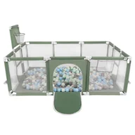 Łóżeczka i kojce - Selonis Boisko BO-100X z piłeczkami 6cm zielony: perła-szary-transparent-babyblue-mięta 180x122x62/200piłek Zabawka kojec - miniaturka - grafika 1