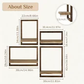 Inne - TEMU 4-częściowy zestaw drewnianych półek ściennych - Nowoczesne półki wiszące do dekoracji salonu, pudełka do wyświetlania ramek, nie wymagają prądu - miniaturka - grafika 1