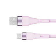 Kable - KM1270-1P Kabel USB - microUSB 1 m silikonowy różowy Kruger&Matz Basic - miniaturka - grafika 1