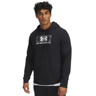 Bluzy męskie - Męska bluza dresowa nierozpinana z kapturem Under Armour UA Rival Terry Logo Hood - czarna - miniaturka - grafika 1