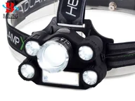 Latarki - Latarka LED przód tył czołówka 400m 5xled + cob AKU USB ALU ANODOWANE - miniaturka - grafika 1