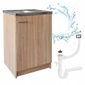 Meble kuchenne - Szafka Kuchenna Stojąca Dąb Sonoma 60 x 50 cm Slim + Zlew Deante + Syfon - miniaturka - grafika 1