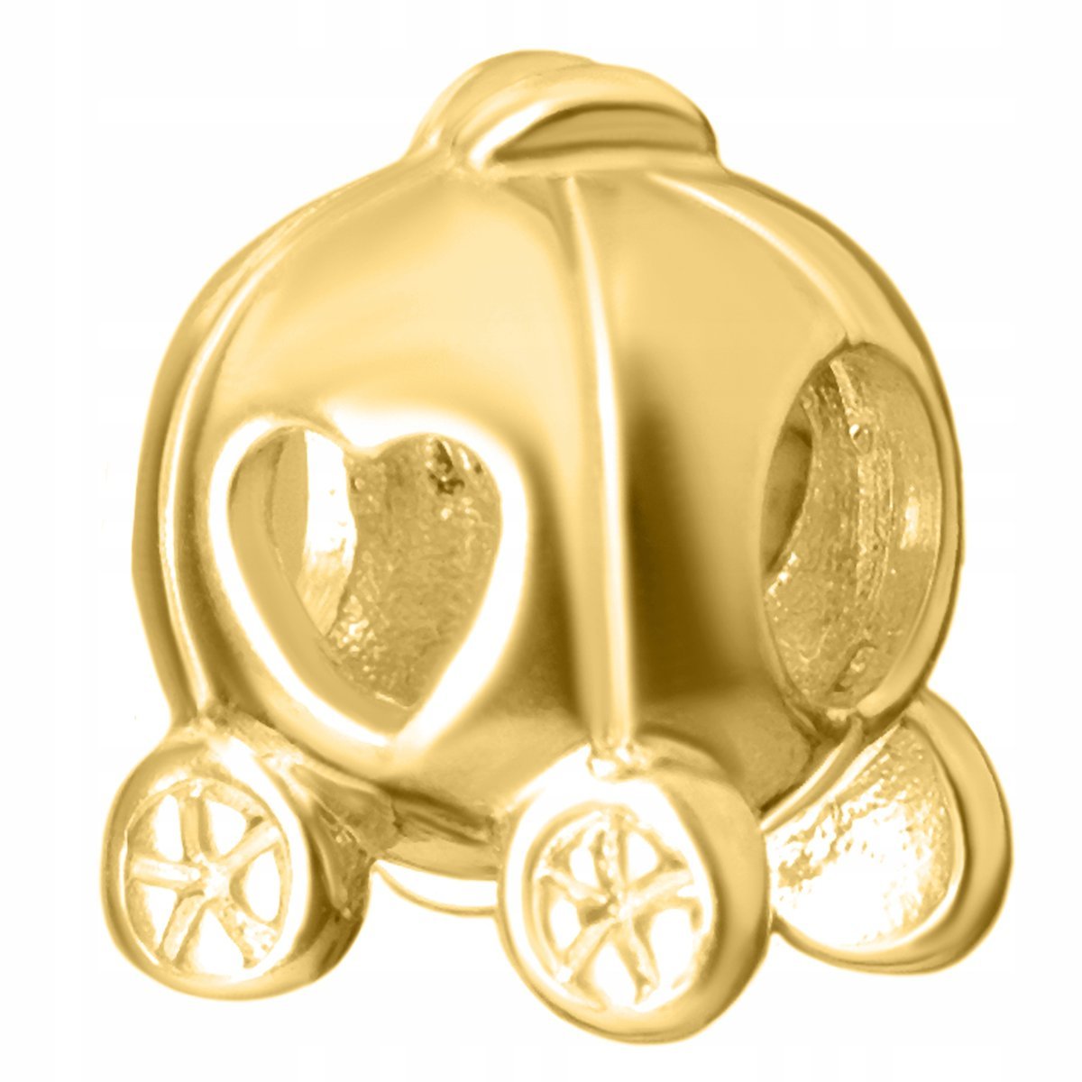 Złoty Charms Wózek Karoca Serce Bajka Disney Serduszko SREBRO 925