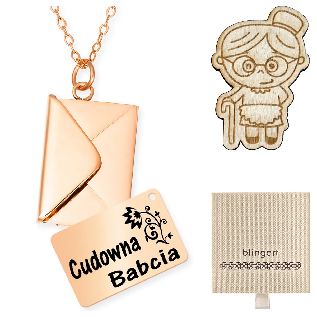 Naszyjnik celebrytka z grawerem koperta różowa