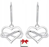 Kolczyki - Kolczyki srebrne wiszące damskie serce nieskończoność,Srebro 925 prezent - miniaturka - grafika 1