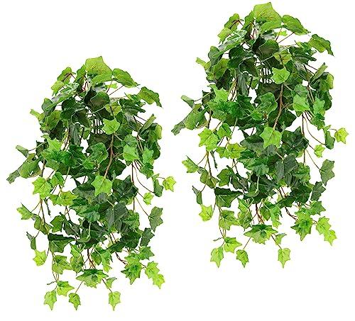 Flair Flower Sztuczny mini bluszcz, girlanda, sztuczne pnącze, wisząca, sztuczna roślina, liście, krzak, dekoracja ścienna, sztuczna roślina wisząca, zestaw 2 sztuk