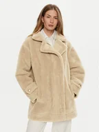 Płaszcze damskie - Guess Futro Elisabetta W4BL16 WGHZ0 Beżowy Regular Fit - miniaturka - grafika 1
