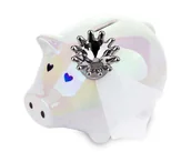 Dekoracje domu - Skarbonka Świnka W Koronie Oczy Serduszka 14x18x13 - miniaturka - grafika 1