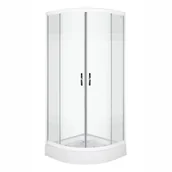 Kabiny prysznicowe - Kerra XENIA DUO Kabina prysznicowa półokrągła z brodzikiem 80x80 cm szkło czyste+wzór - miniaturka - grafika 1