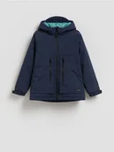 Kurtki i płaszcze dla chłopców - Reserved - Ocieplana kurtka z kapturem - granatowy - miniaturka - grafika 1