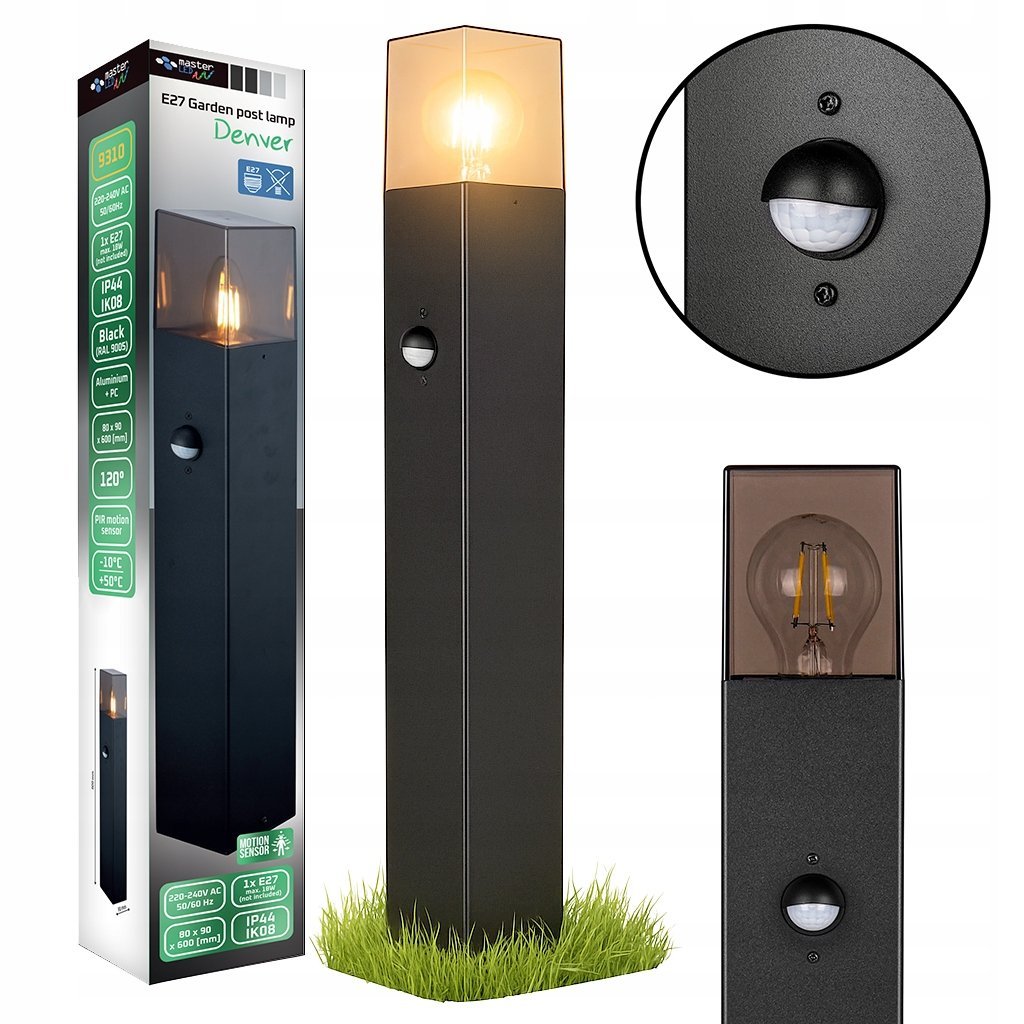 Lampa LED Stojąca Ogrodowa słupek 60cm CZUJNIK RUCHU zewnętrzna E27 LED