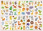 Zabawki kreatywne - Tatuaż zmywalny tymczasowy zestaw 10 szt. dla dzieci urodziny Zwierzęta ZOO - miniaturka - grafika 1