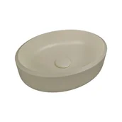 Umywalki - Massi Umywalka z konglomeratu nablatowa okrągła beżowa 40 cm RONA beige - miniaturka - grafika 1