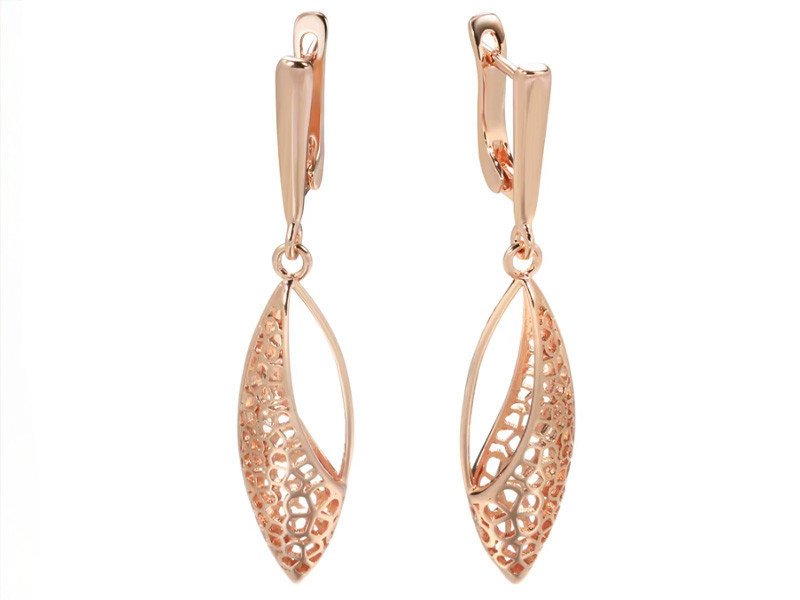 Wiszące kolczyki ażurowe migdały bez kamieni w kwiatuszki