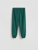 Spodnie damskie - Reserved - Spodnie dresowe z bawełną - ciemnozielony - miniaturka - grafika 1