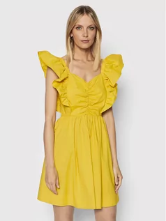 Sukienki - TWINSET Sukienka letnia 221TT2061 Żółty Regular Fit - grafika 1