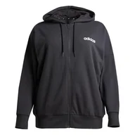 Bluzy damskie - adidas Damska bluza z kapturem ESSENTIALS LINEAR FULL ZIP FRENCH TERRY (duży rozmiar) 3XL (duży rozmiar) czarny/biały - miniaturka - grafika 1