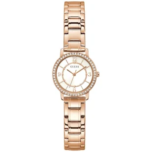 Zegarek Różowozłoty zegarek Guess Melody z bransoletą GW0468L3 - Zegarki damskie - miniaturka - grafika 1