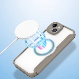 Dux Ducis Skin X Pro etui iPhone 14 Plus magnetyczny pokrowiec MagSafe z klapką beżowy - Etui i futerały do telefonów - miniaturka - grafika 6