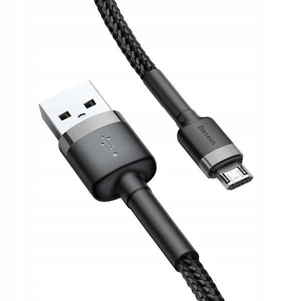 KABEL USB Baseus MICRO USB Do Ładowania Telefonu 2.4A 1m SZARO-CZARNY