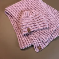 Czapki damskie - Komplet wełniany RAZEM RAŹNIEJ / Pudrowy róż - miniaturka - grafika 1