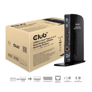 Club 3D Club 3d CSV-1460 USB 3.0 Dual wyświetlacz 4 K 60 HZ Docking Station Czarny CSV-1460 - Stacje dokujące i replikatory portów - miniaturka - grafika 3