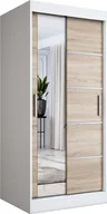 Szafy - MKPOL Szafa przesuwna MODUO COMFORT 3 90 biała mat/dąb sonoma z lustrem - miniaturka - grafika 1