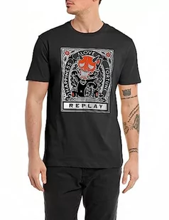 Replay Męski T-shirt z krótkim rękawem, okrągły dekolt, czarny (Black 098), L, Black 098, L - Koszulki męskie - miniaturka - grafika 1