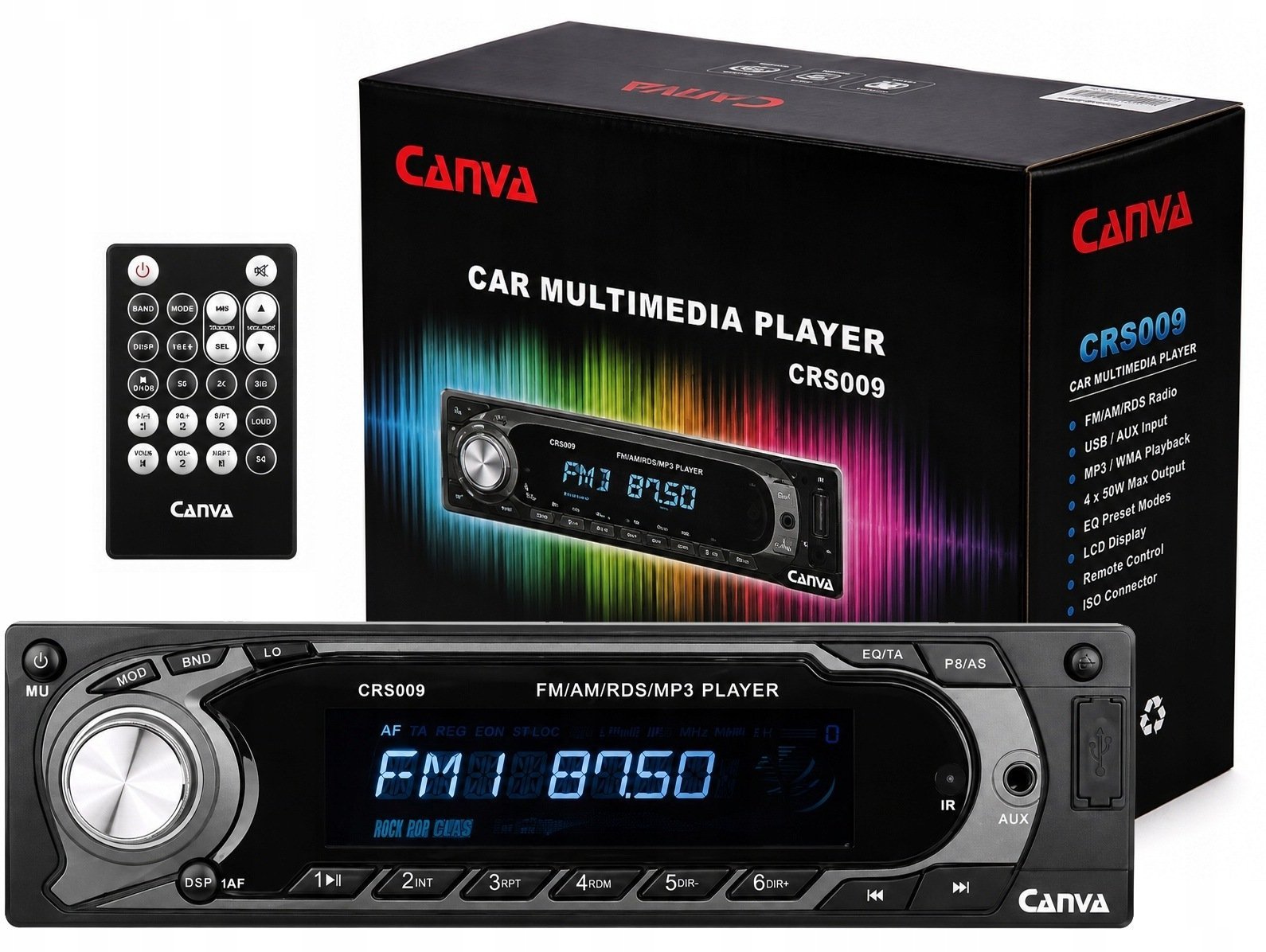 Canva Radio samochodowe CRS-009 1 DIN USB SD AUX RDS pilot 4x60 W