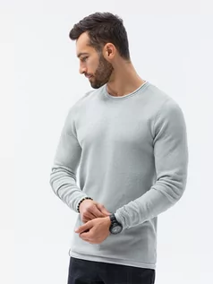 Swetry męskie - Sweter męski - jasnoszary V11 E121 - grafika 1